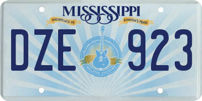 MS license plate DZE923
