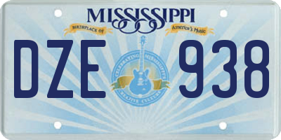 MS license plate DZE938