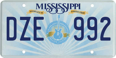 MS license plate DZE992