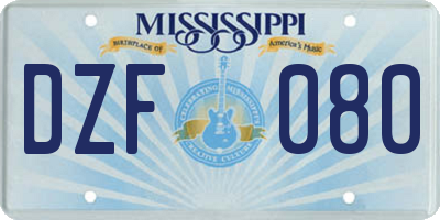 MS license plate DZF080