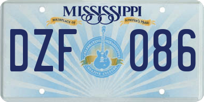MS license plate DZF086