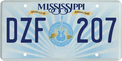MS license plate DZF207