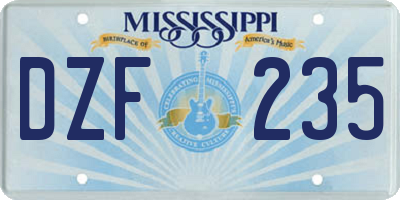 MS license plate DZF235