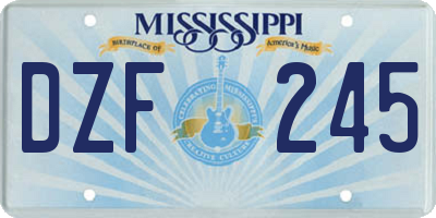 MS license plate DZF245