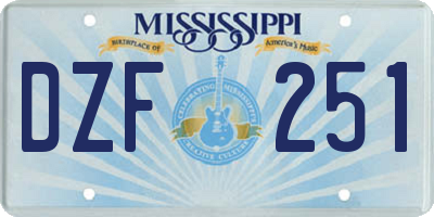MS license plate DZF251