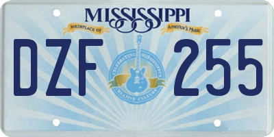MS license plate DZF255