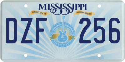 MS license plate DZF256