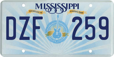 MS license plate DZF259