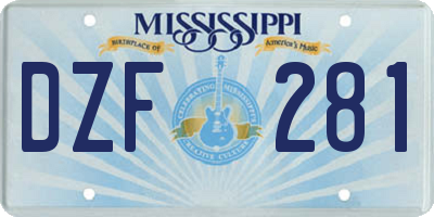 MS license plate DZF281