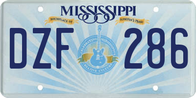 MS license plate DZF286
