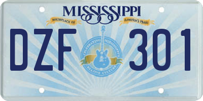 MS license plate DZF301