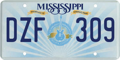 MS license plate DZF309
