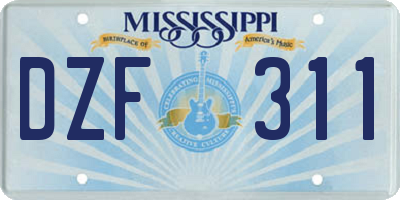 MS license plate DZF311