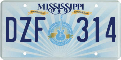 MS license plate DZF314