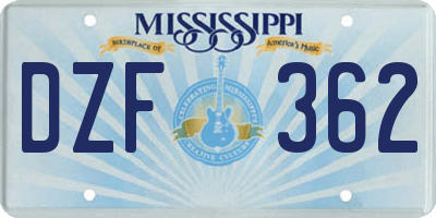 MS license plate DZF362