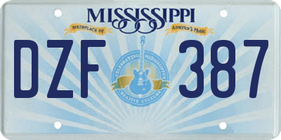 MS license plate DZF387