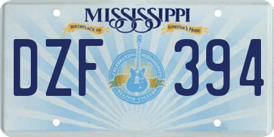 MS license plate DZF394