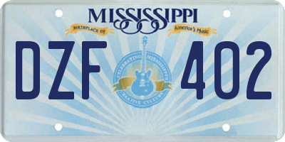 MS license plate DZF402