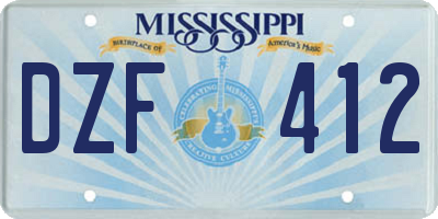 MS license plate DZF412