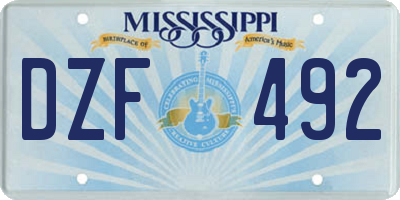 MS license plate DZF492