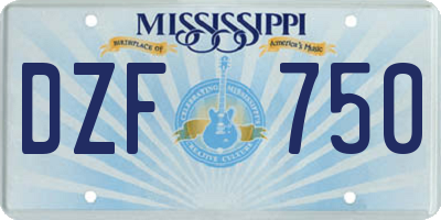 MS license plate DZF750
