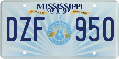 MS license plate DZF950