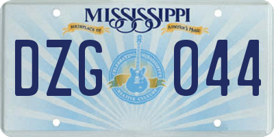 MS license plate DZG044