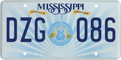 MS license plate DZG086