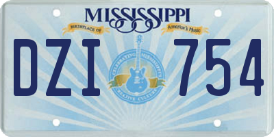 MS license plate DZI754