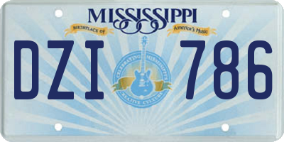 MS license plate DZI786
