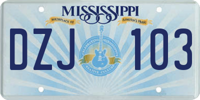 MS license plate DZJ103
