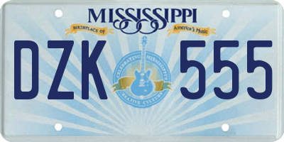 MS license plate DZK555