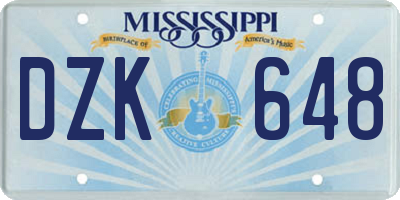 MS license plate DZK648