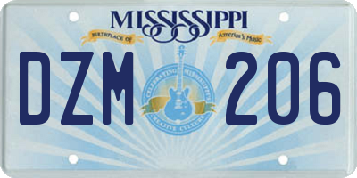 MS license plate DZM206