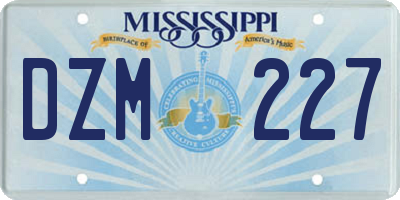 MS license plate DZM227