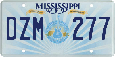 MS license plate DZM277