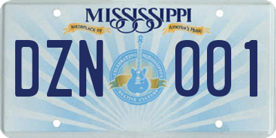 MS license plate DZN001
