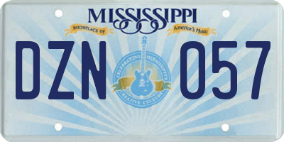 MS license plate DZN057