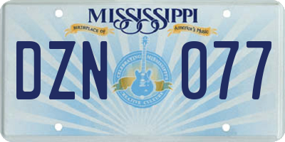 MS license plate DZN077
