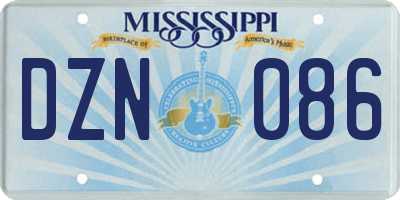 MS license plate DZN086