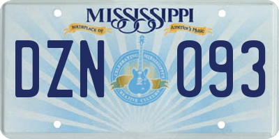 MS license plate DZN093
