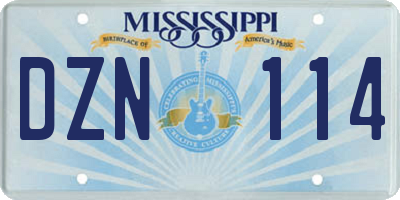 MS license plate DZN114