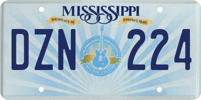 MS license plate DZN224