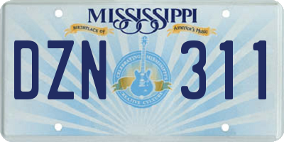 MS license plate DZN311