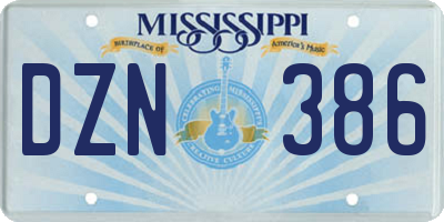 MS license plate DZN386