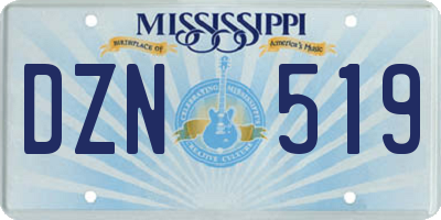 MS license plate DZN519
