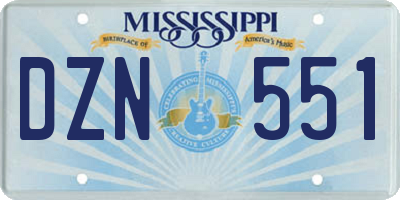 MS license plate DZN551