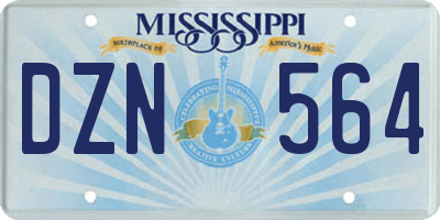 MS license plate DZN564