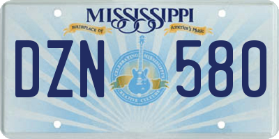 MS license plate DZN580