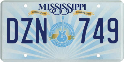 MS license plate DZN749